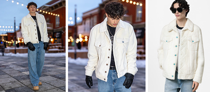 White Mink Trucker Jacket Feature